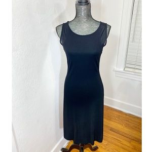 Lauren - Ralph Lauren Little Black Dress 3/4 Length Mesh Trim Sleeveless Sz S